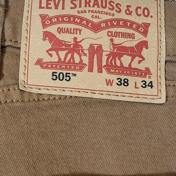Levi's Men's 505 Regular Fit Jeans Medal Bronze Dark Khaki Size 38x34 - Picture 10 of 14